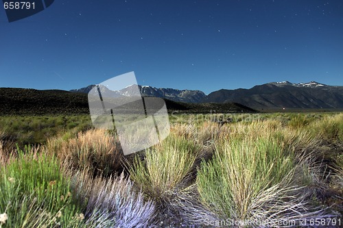 Image of Lightpainted Sierra Mountains With Star Trails