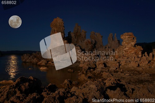 Image of Moon Over Mono Lake Tufas