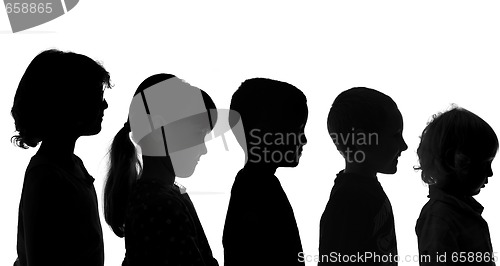 Image of Various Children Shot in Silhouette Style