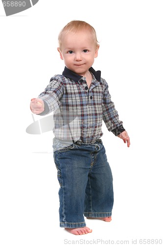 Image of Adorable Baby Toddler Boy Standing Up