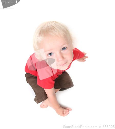 Image of Top View Fisheye Shot of a Toddler Baby Boy