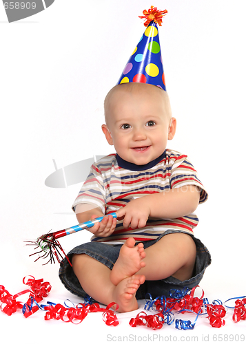 Image of Happy Smiling Baby Boy Celebrating His Birthday