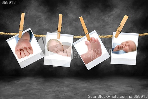 Image of Color Photos of a Baby Boy Hanging on a Rope