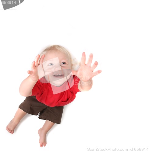 Image of Toddler Baby Boy Reaching for the Sky