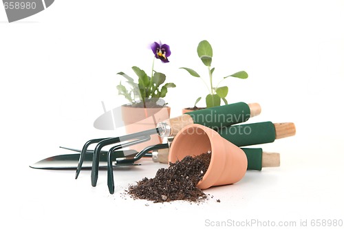 Image of Gardening Tools on White Background