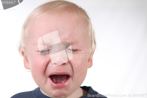 Image of Screaming Little Boy With Tears Streaming Down His Face