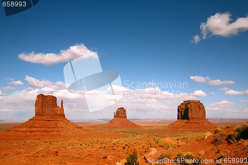 Image of Landscape of Three Monument Valley Buttes