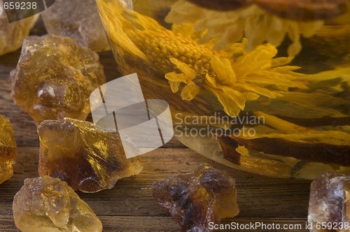 Image of tea. fruits and flowers.