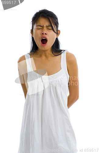 Image of woman yawning