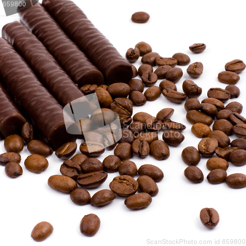 Image of chocolate bars and coffee