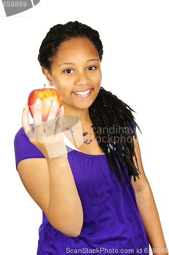 Image of Girl holding apple