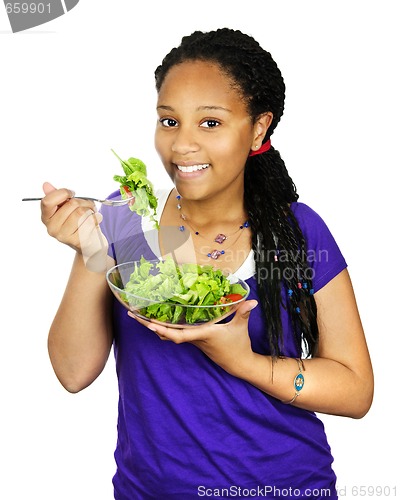 Image of Girl having salad