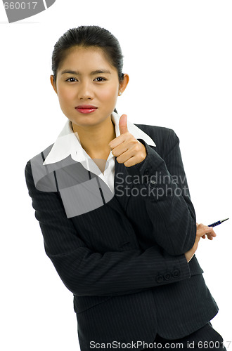 Image of business woman with thumb up