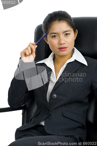 Image of business woman thinking