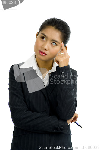 Image of business woman thinking