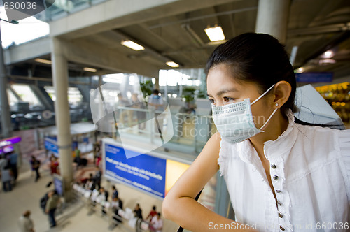 Image of with flu mask at the airport