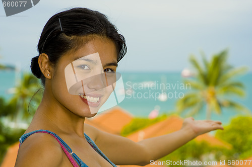 Image of asian beauty at the sea