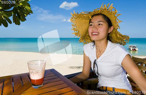 Image of asian beauty at the beach