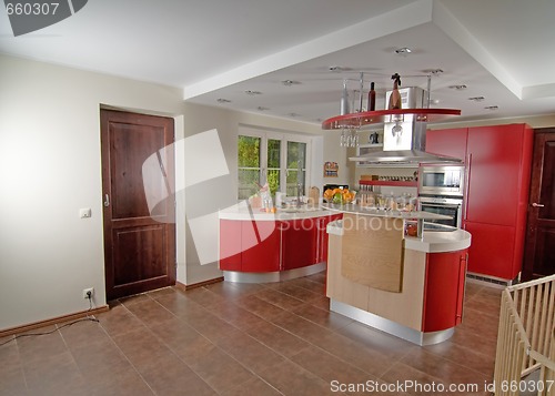 Image of Red modern kitchen