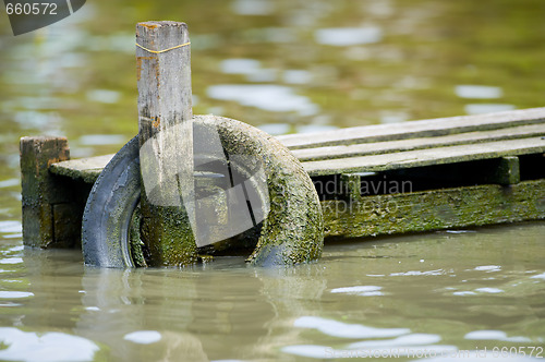 Image of tire on a peer