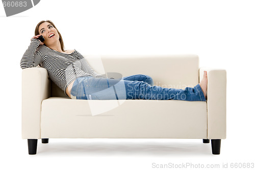 Image of Beautiful woman making a phone call