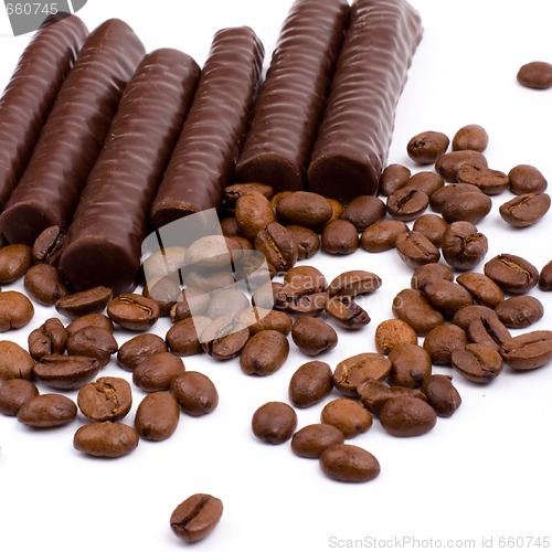 Image of chocolate bars and coffee