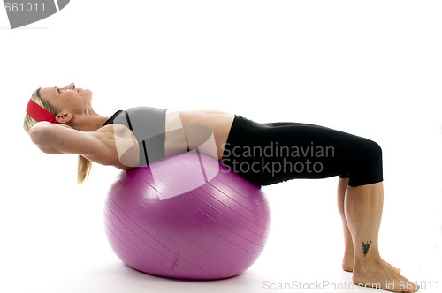 Image of illustration sit ups strength pose middle age woman   fitness co