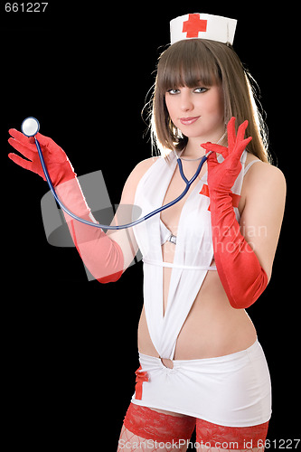 Image of Portrait of the sexual nurse with a stethoscope