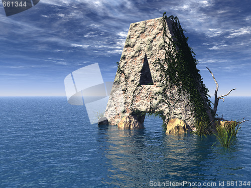 Image of letter A at the ocean