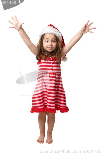 Image of Christmas Girl with hands in the air