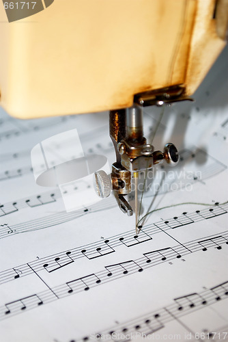 Image of Composing music mechanically with a sewing machine