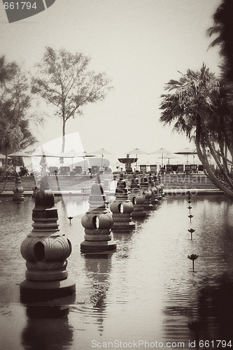 Image of Asian water garden.