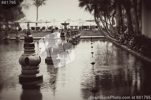 Image of Asian water garden.