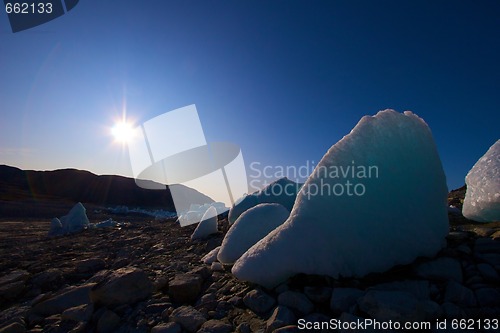 Image of Ice in the middle of a dried out lake