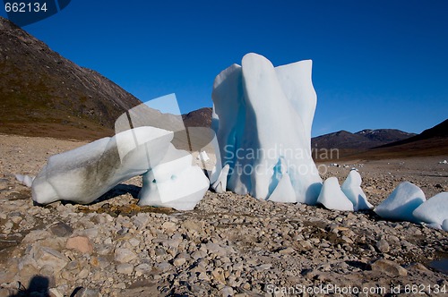 Image of Icebergs in the middle of a dried out lake