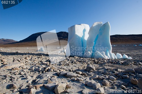 Image of Iceberg in the middle of a dried out lake