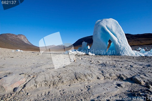Image of Iceberg "sculpture" in dried lake