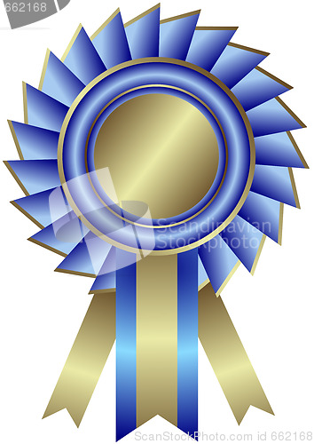 Image of Silvery medal with  blue ribbon
