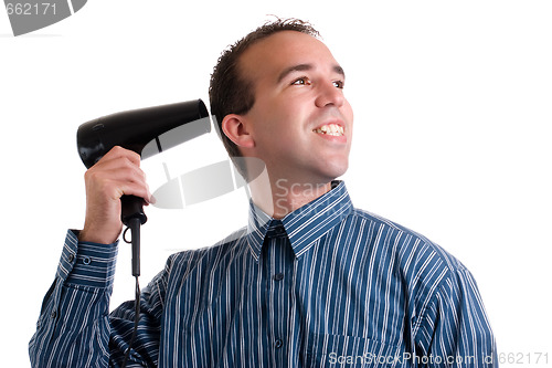 Image of Man With Blowdryer