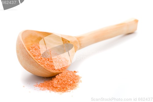 Image of wooden spoon with sea salt