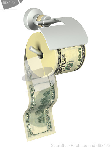 Image of The Roll of dollars anchored in holder for tissue