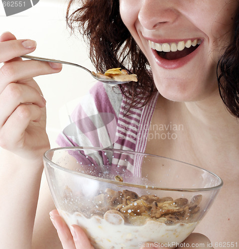 Image of Young people eating milk with cereals