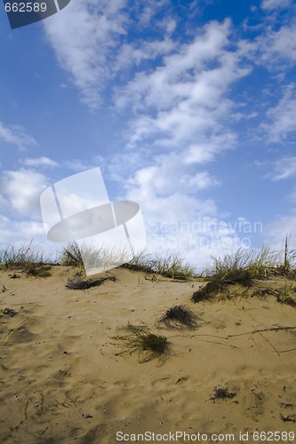 Image of Sand dunes under a nice clouded sky