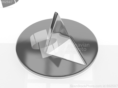 Image of metallic thumbtack (drawing pin) on white background