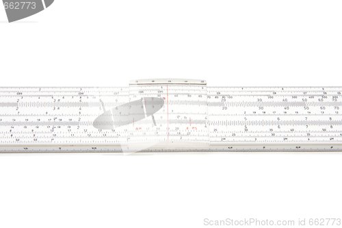 Image of Vintage slide rule mechanical calculator closeup isolated