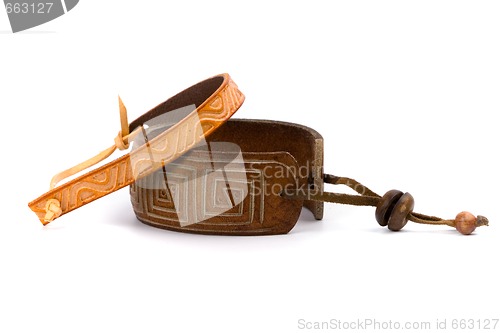 Image of two leather bracelets