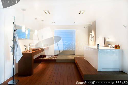 Image of Wooden bathroom