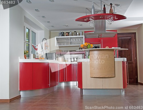 Image of Red modern kitchen