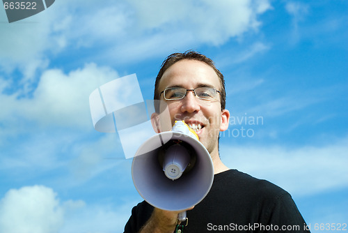 Image of Man Making An Announcement