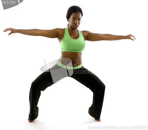 Image of pretty young latin female black exercising ballet dance